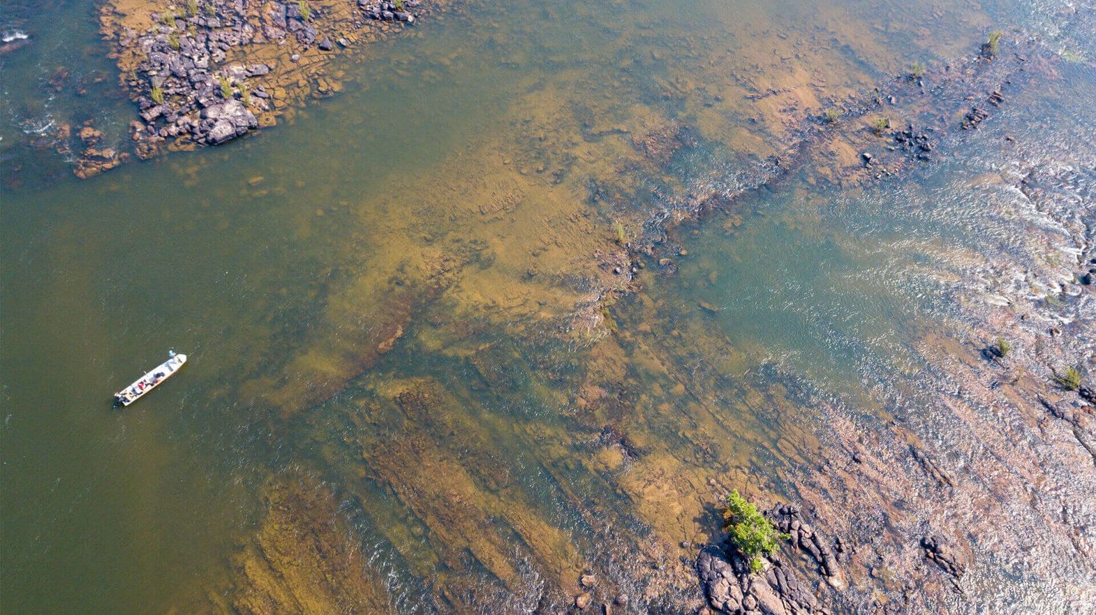 The river in the dry season, sandbanks showing, from the air